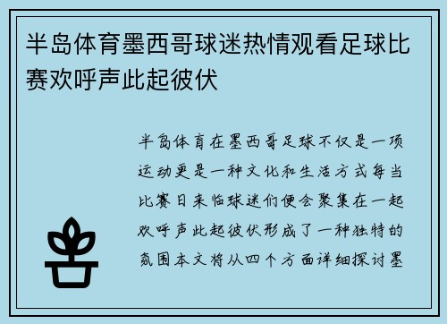 半岛体育墨西哥球迷热情观看足球比赛欢呼声此起彼伏